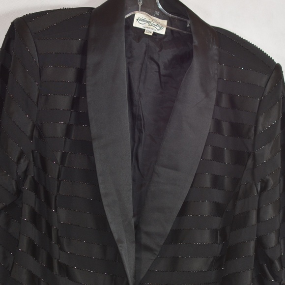 Beaded Ribbon Inspired Bolero Tuxedo Jacket Sz 22W Katherine & Lindsay - Picture 5 of 8